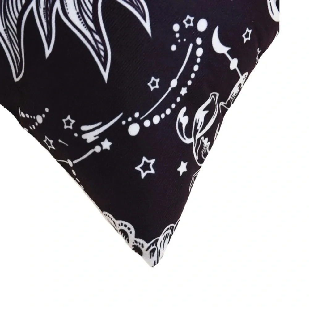 Pillow Cover Sun Moon Celestial Mystical Zippered Large Black White 17.7 in